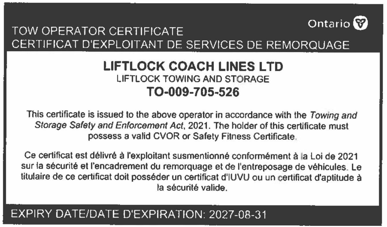 Liftlock Towing Certification