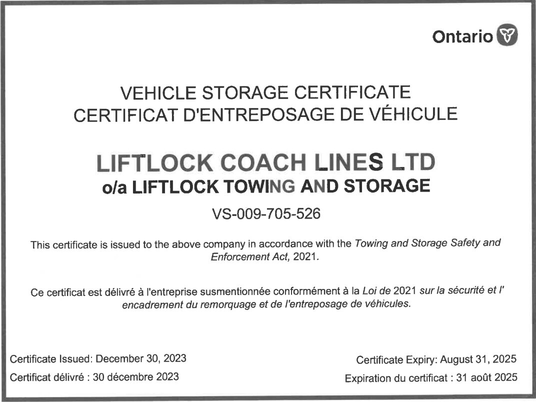 Liftlock Towing Certification