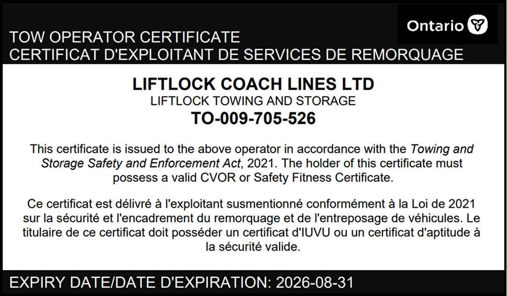 Liftlock Towing Certification